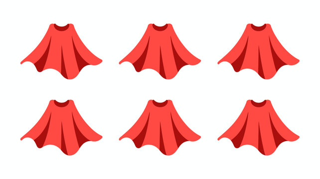 Red cape illustrations set of six stylized cloaks on a white background high quality professional detailed