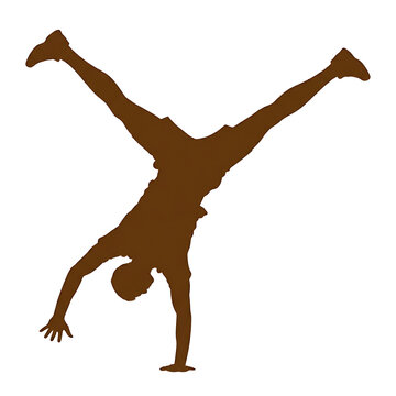 Professional silhouette of canvas of person doing cartwheelsideways handspring for graphic design