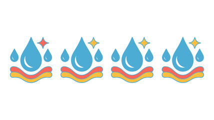 Fototapeta premium Stylized water drop and wave icons colorful line art on a white background high quality professional