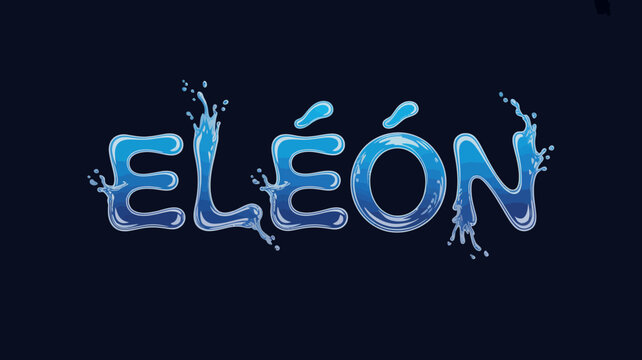 ele n word art with a water droplet effect stylized blue text on a dark background