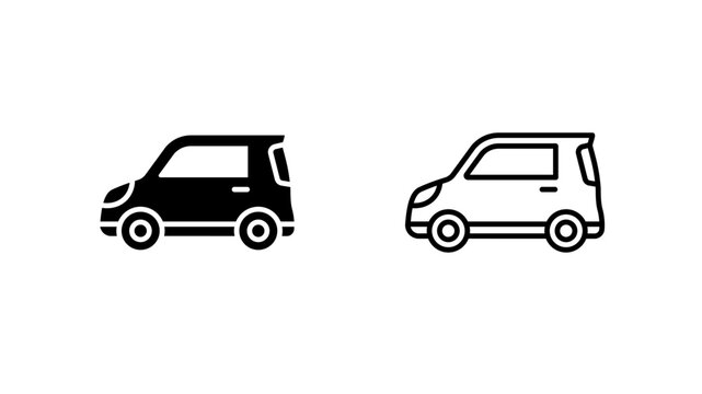 Mini van car glyph outline icon. Compact family vehicle. Used for city drive and transport. Automotive and travel.