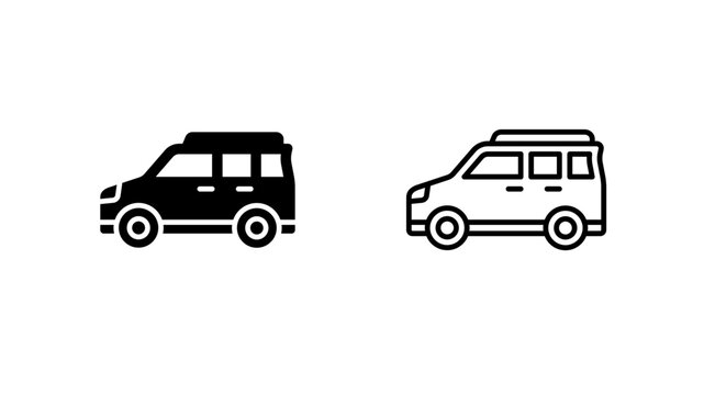MPV car glyph outline icon. Multi purpose family vehicle. Used for group travel and commute. Automotive and transport.