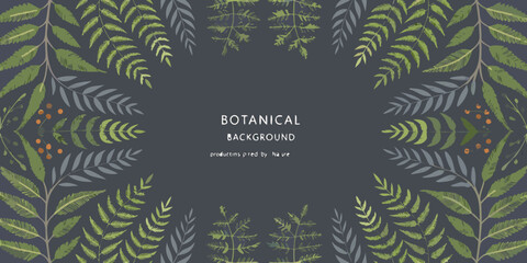 Botanical fern and leaf background in muted color palette © Suvro