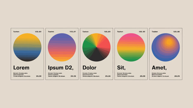 Colorful pie charts with text labels modern graphic design on a beige background high quality professional