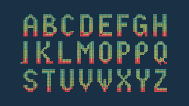 pixelated alphabet letters stylized font with square blocks complete set a to z high quality professional
