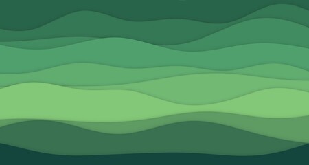 Obraz premium Layered paper-cut wave bands with soft drop shadows