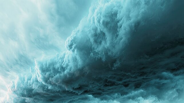 Billowing dark and heavy storm clouds creating a powerful and moody atmosphere across the sky, displaying intense weather approaching during changing climate