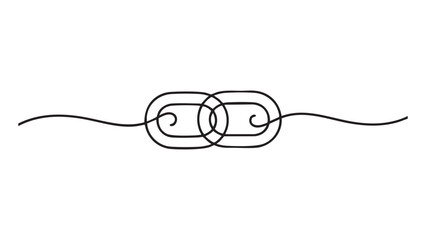 Obraz premium Continuous line drawing of interlocking chain links symbol for partnership and connection.