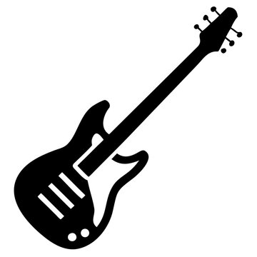 bass guitar icon silhouette illustration for music and performance design