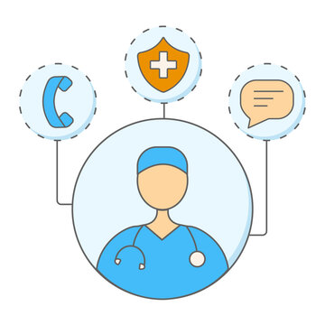 Medical support and online doctor consultation concept illustration. Telemedicine and medical help online. Vector illustration, isolated on white.