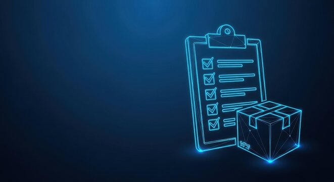 Digital Clipboard with Checklist and Package for Shipping and Logistics Management