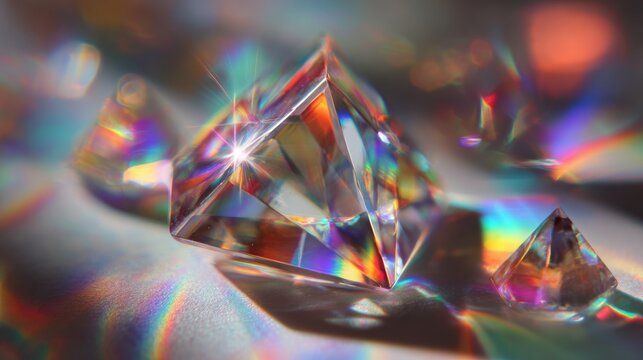 Sparkling crystal pyramids reflecting light abstract background design
