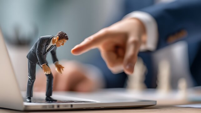 Small Action Figure Confronted by Giant Finger