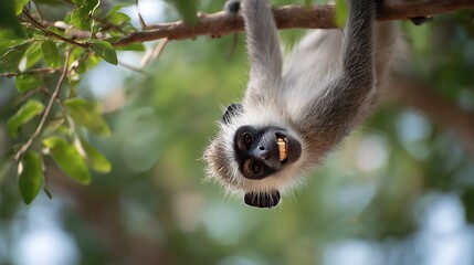 Fototapeta premium Adorable Monkey Hanging Around Silly Expression Meme Background