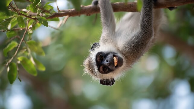 Adorable Monkey Hanging Around Silly Expression Meme Background