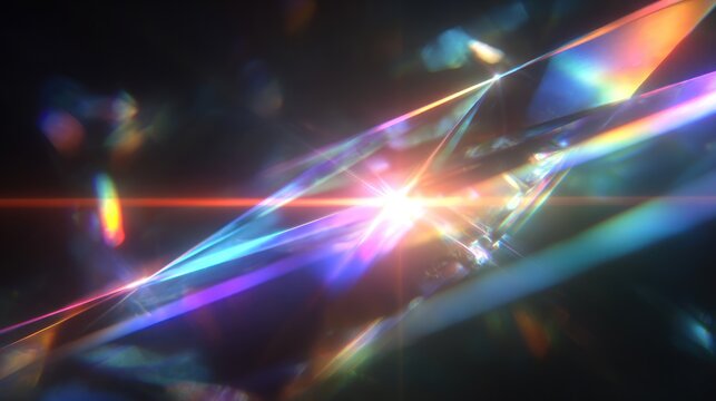 Abstract light show colorful geometric shapes and lens flare effects