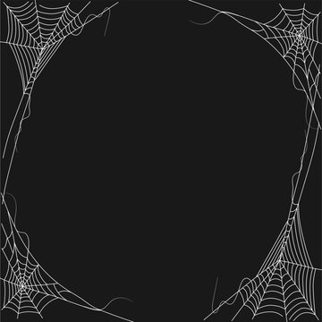 Dark Spider Web Frame Background with Gothic Halloween Cobweb Design