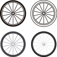 色んな表現の自転車の車輪付きのタイヤ素材セット © KIKORI