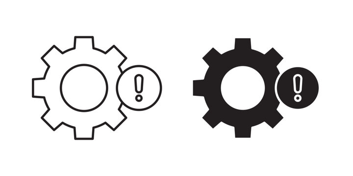 Troubleshoot icon Error Notification Gear Vector Icons System Warning Settings Symbol Pack Technical Alert Line Icon Set Maintenance Alert Technology Icons  Software Issue Notification Symbols