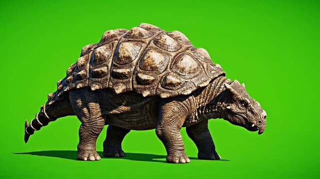 Realistic 3D Rendered Tortoise Against Vibrant Green Screen Background for Compositing and Educational Content