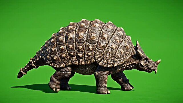 Realistic 3D-Rendered Turtle Walking On Green Chroma Key Background For Video Overlay And Visual Effects Work