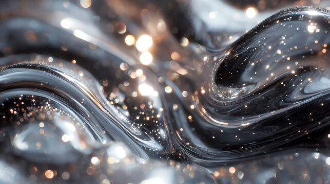 Abstract Liquid Silver Waves