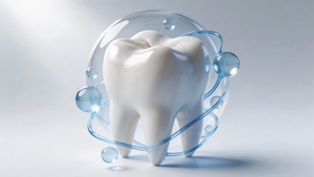 A close-up of a 3D tooth