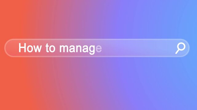 Search bar animation "How to manage time better". Artificial intelligence question interface