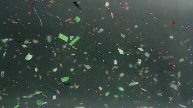 Colorful microplastic fragments in water, water pollution concept
