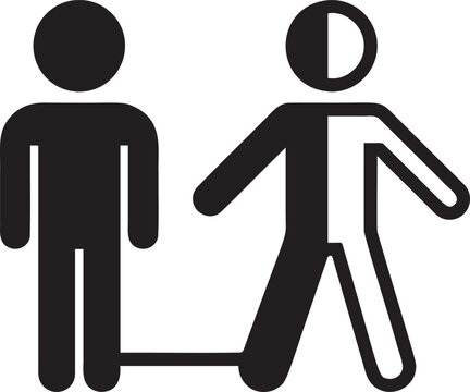 Person walking away from another person with half of their body missing.