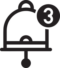 Fototapeta premium Bell notification icon with number 3, new messages or alerts concept.