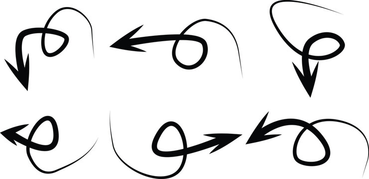 Mixed Direction Arrow Loop Set Hand Drawn Motion Icons