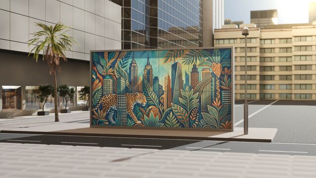 Outdoor Mural Billboard Display Mockup