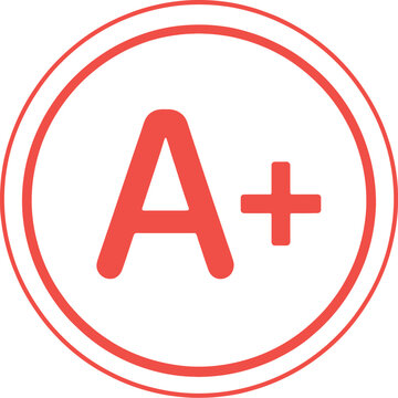 Academic achievement stamp, illustration, red A plus grade symbol vector representing education excellence evaluation success and student performance recognition design.