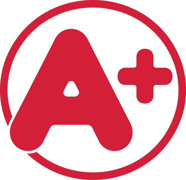 A plus grade stamp icon set, red academic evaluation symbol representing top grade success education excellence and school achievement certification design.