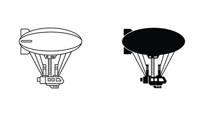 Zeppelin airship icon set representing vintage aviation and modern travel concepts with stylized vector illustration for transport branding and historical exploration design projects and digital media © Nova
