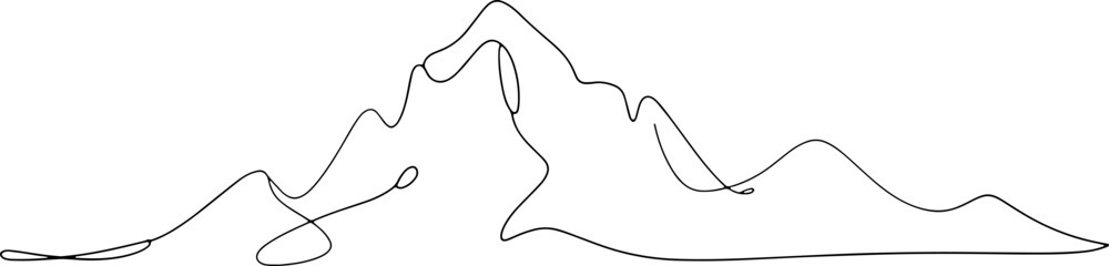 Obraz premium Minimalist mountain peaks in a single continuous line vector drawing
