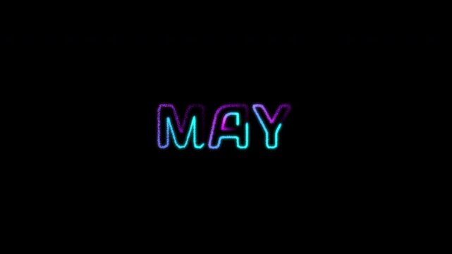 Glowing Blue and Purple Glitter Particle Animation of the Word May for Calendar