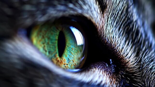 Closeup of a Cats Green Eye.