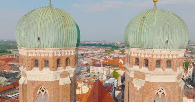 Munich Frauenkirche Church Aerial Footage