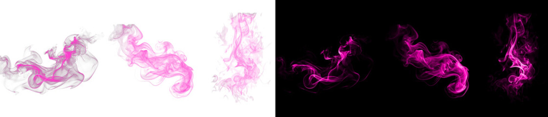 Hot pink smoke swirls on transparent background abstract glowing light design. © Ontime Rahela