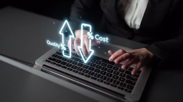Business concept showing cost reduction and quality increase using Lean, Six Sigma, and Total Quality Management (TQM) to enhance efficiency, value, and customer satisfaction. Muxer