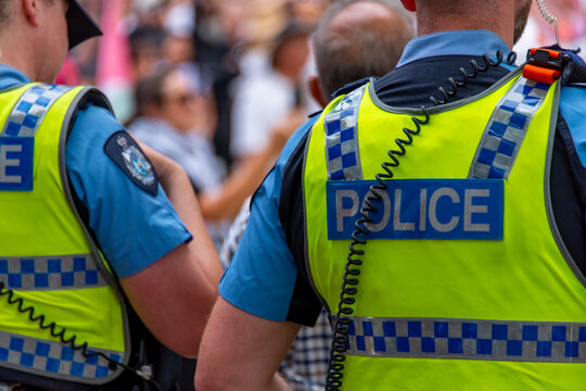 Police Force Patrolling During a Protest
