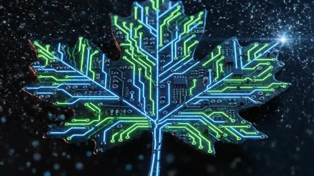 Digital Maple Leaf Canada's Tech and Innovation Symbol