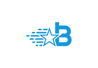 Blue letter b logo with star and speed lines © ahmad
