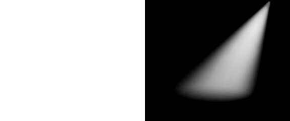 Dramatic white spotlight beam on black background, bright stage light effect with alpha mask, cinematic theater lighting for product presentation © Motion Mania