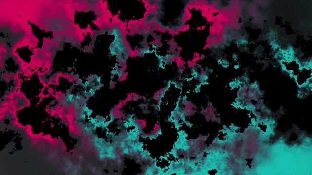 Abstract Digital Motion Graphic Background featuring a cinematic dark environment with swirling ethereal smoke and vibrant neon pink and teal accents, perfect for futuristic aesthetic wallpaper or hig