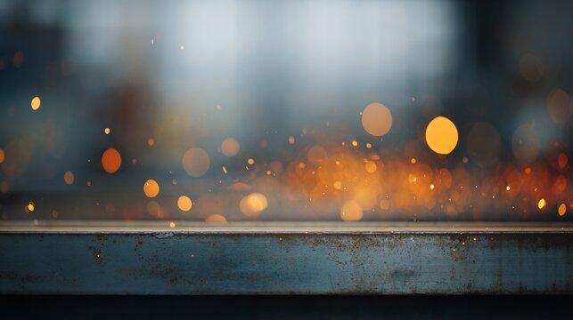 Welding sparks illuminate metal gear systems industrial workshop photography warm light reflections close-up artistry