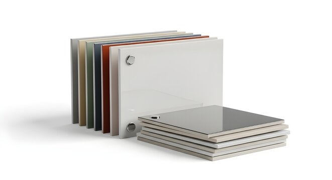 Ceramic Tile Sample Kit With Various Patterns And Colors, Home Interior Design and Construction Material On Clean White Solid Background