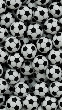Soccer Balls Transition Filling Screen with alpha mask - 3D rendering